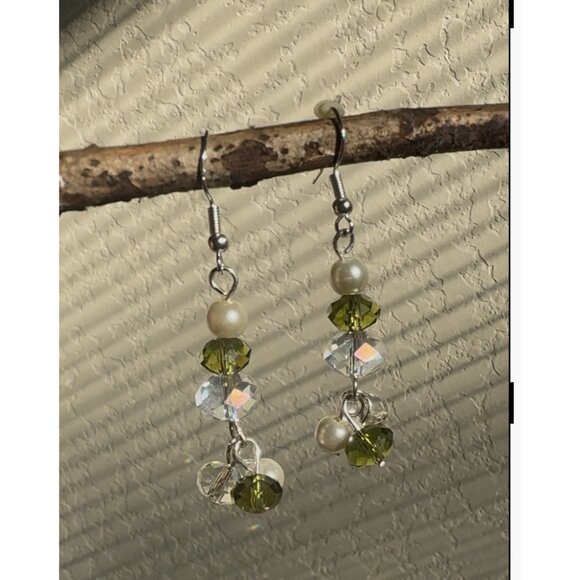 Artisan Freshwater Pearls & Swarovski Crystal Beads Earrings w/Sterling Silver - Picture 5 of 12